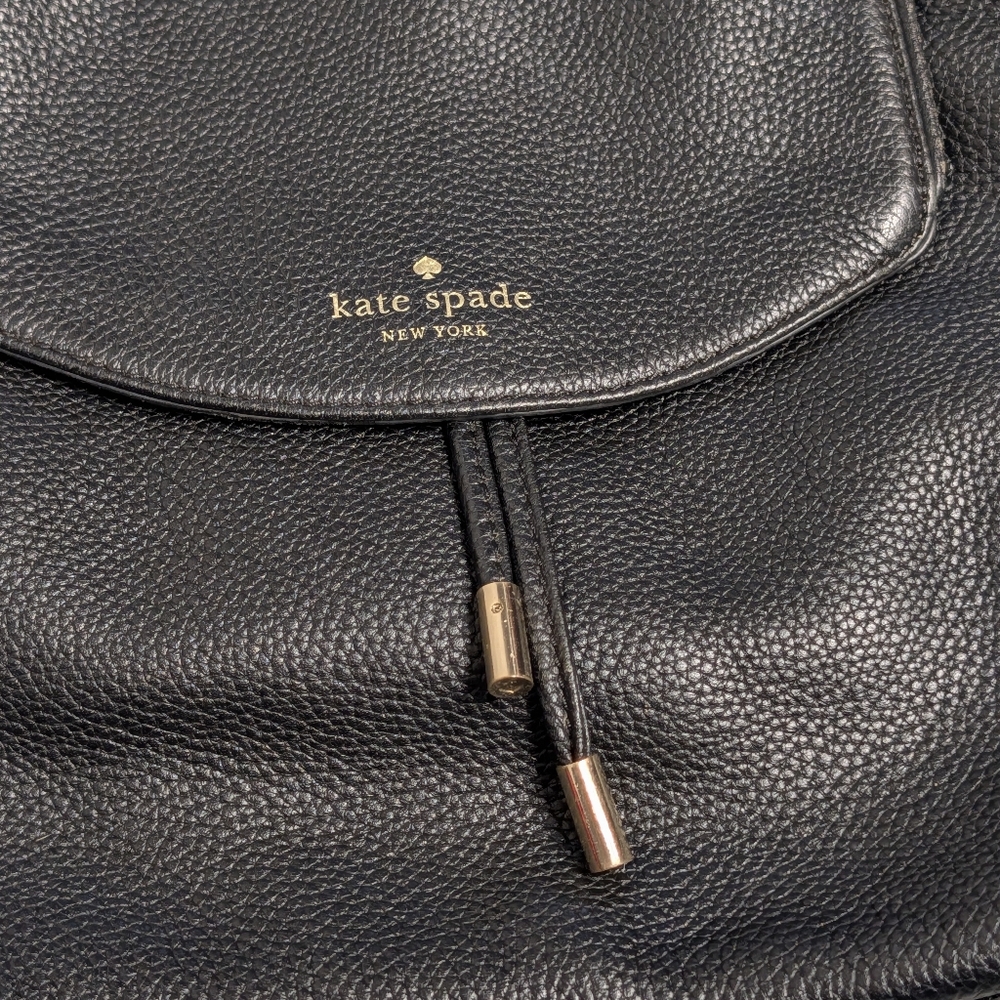 Kate Spade Black Leather Drawstring Backpack - Picture 3 of 16